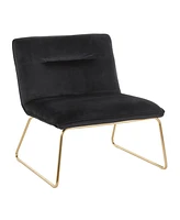 Simplie Fun Casper Contemporary Accent Chair In Gold Metal And Black Velvet