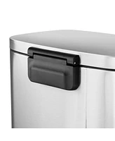 Elama 50 Liter/13 Gallon Rectangular Stainless Steel Step Trash Bin with Slow Close Mechanism in Matte Silver