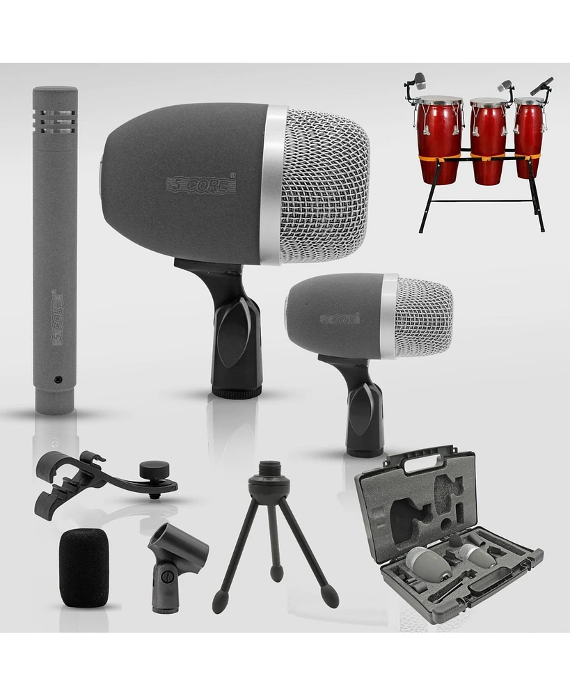 5 Core Conga Mic Cardioid Dynamic Xlr Microphone For Kick Drum Snare Tom Instruments W Pencil Condenser Microphono