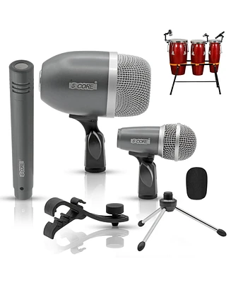 5 Core Conga Tom Snare Microphone Set Unidirectional Cardioid Dynamic Instrument Metal Mic - Congo 3 Grey