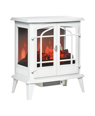 Homcom 25" Vintage Wood Stove 1400W Electric Fireplace Heater w/ Flame Effect , Black