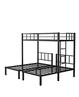 Simplie Fun Twin over Twin & Twin Bunk Beds for 3, Twin Xl over Twin & Twin Bunk Bed Metal Triple Bunk Bed, Black(Pre-sale date February 8th.)