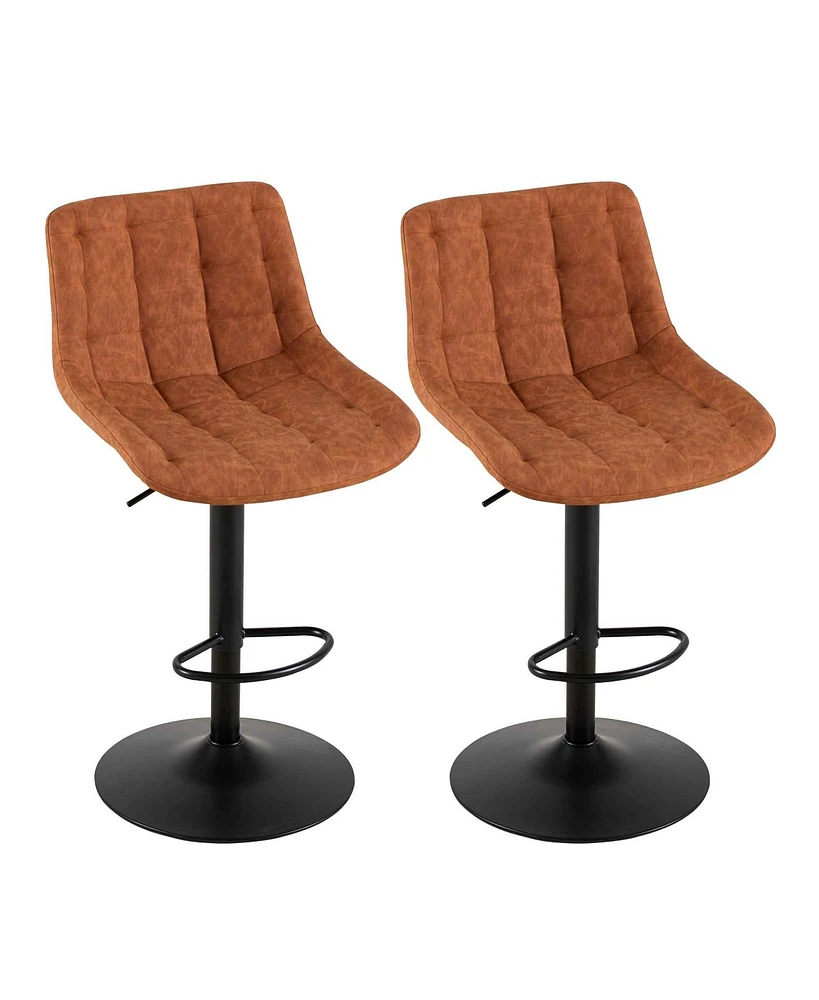 Simplie Fun Pu Leather Swivel Adjustable Height Bar Stool Chair For Kitchen(Set Of 2