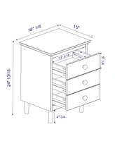 Streamdale Furniture Classic 3-Drawer Solid Wood Nightstand - Caramel