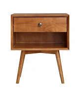 Simplie Fun Mid-Century Modern Single-Drawer Solid Wood Nightstand - Caramel