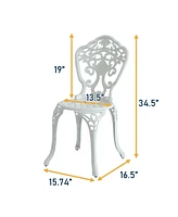 Mondawe Outdoor Dining Chairs Cast Aluminum Bistro Chairs Antique Chairs for Lawn, Porch (Set of 2)