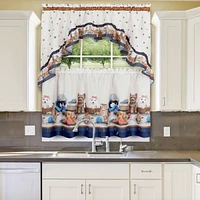 GoodGram Adorable Puppies & Kittens Kitchen Curtain Tier & Swag Set - 58 in. W x 24 in. L