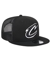 New Era Men's Black Cleveland Cavaliers Evergreen 9FIFTY Trucker Snapback Hat