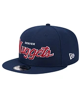 New Era Men's Navy Denver Nuggets Evergreen Script Side Patch 9FIFTY Snapback Hat