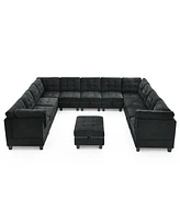 Simplie Fun Modular U-Shape Sectional Sofa Set, Black Velvet