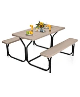 Gymax Picnic Table Camping Bench Set Backyard Garden Patio Dining Party