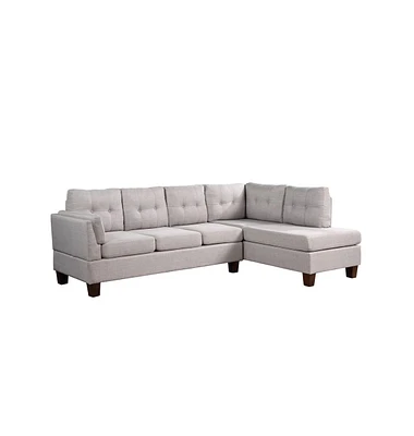 Streamdale Furniture Dalia Light Gray Linen Modern Sectional Sofa With Right Facing Chaise