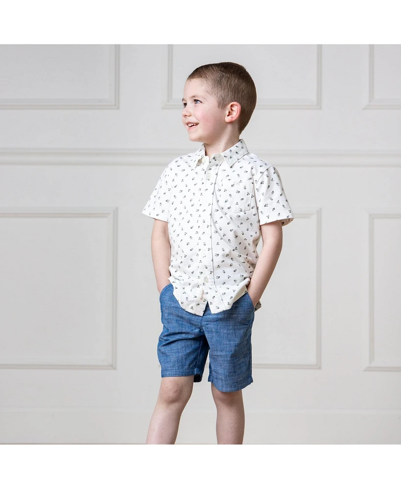 Hope & Henry Boys Organic Short Sleeve Jersey Button Down Shirt