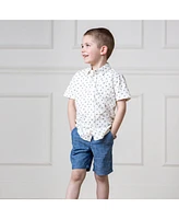 Hope & Henry Boys Organic Short Sleeve Jersey Button Down Shirt