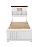 Simplie Fun 2 Pieces Wooden Captain Bedroom Set Twin Bed With Trundle And Nightstand