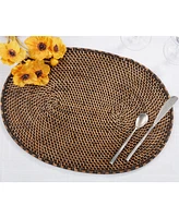 Saro Lifestyle Woven Rattan Placemats Set of 4,14"x19"