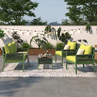 4-Piece Rope Patio Furniture Set, Tempered Glass Table