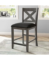 5 Pieces Counter Height Rustic Farmhouse Dining Room Wooden Bar Table Set With 4 Chairs