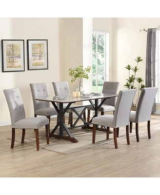 Simplie Fun 7-Piece Modern Dining Table Set with 6 Chairs