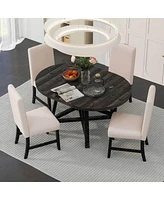 Streamdale Furniture Retro Extendable Dining Set with 4 Upholstered Chairs