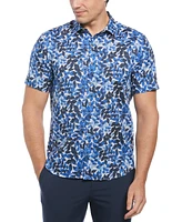 Perry Ellis Men's Floral Print Short-Sleeve Button-Front Cotton Shirt