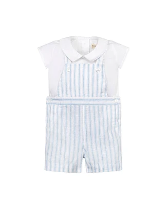 Hope & Henry Baby Boys Layette Baby Linen Shortie Overall and Top 2-Piece Set