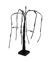 Northlight 24" Led Lighted Black Glittered Halloween Willow Tree with Bats - Orange Lights