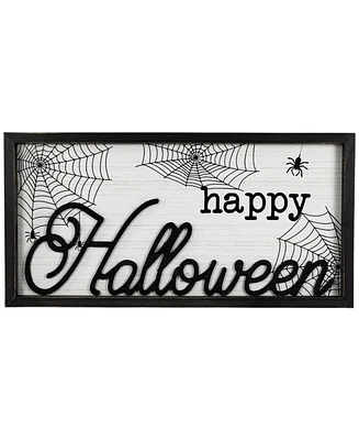 Northlight 23.5" Happy Halloween Spider Web Wall Sign