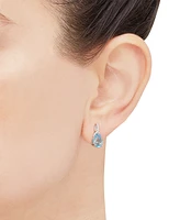 Swiss Blue Topaz (2-3/8 ct. t.w.) & Diamond (1/20 ct. t.w.) Pear Stud Earrings in 14k White Gold