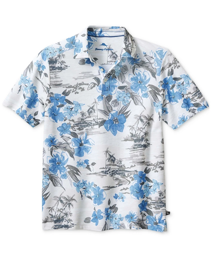 Tommy Bahama Men's Waikiki Waves IslandZone Moisture-Wicking Tropical Print Polo Shirt