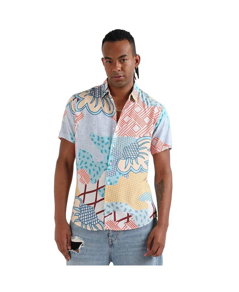 Campus Sutra Men's EcoLiva Abstract Patch Shirt