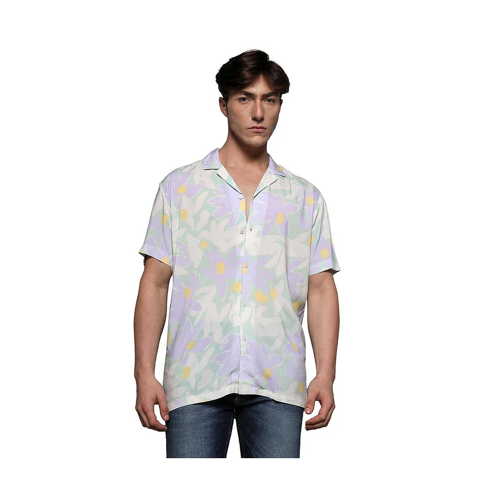 Campus Sutra Men's EcoLiva Pastel Flora Shirt