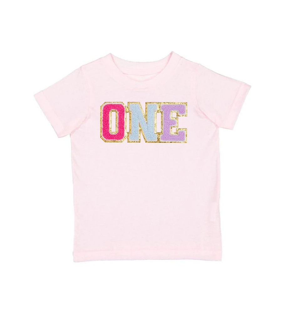 Sweet Wink Toddler Girls First Birthday Patch Short Sleeve T-Shirt