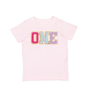 Sweet Wink Toddler Girls First Birthday Patch Short Sleeve T-Shirt