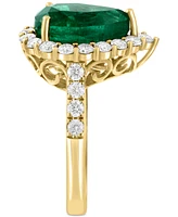 Effy Emerald (3-3/8 ct. t.w.) & Diamond (7/8 ct. t.w.) Pear Halo Ring in 14k Gold