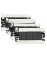 Saro Lifestyle Tassel Trimmed Stripe Placemat Set of 4, 14"x20"