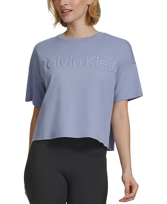 Calvin Klein Performance Women's Cotton Raised Logo Cropped T-Shirt