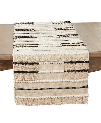 Saro Lifestyle Artisanal Knotwork Fringed Table Runner, 16"x72"