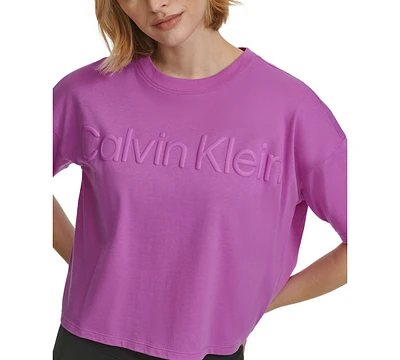 Calvin Klein Performance Women's Cotton Raised Logo Cropped T-Shirt