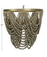 Storied Home 2-Tier Draped Wood Bead Chandelier