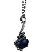 Black Drill Pearl (10mm) & Black Diamond (1/4 ct. t.w.) Ursula Tentacle Pendant Necklace in Black Rhodium-Plated Sterling Silver, 16" + 1" extender