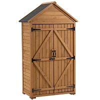 Wooden Outdoor Storage Cabinet with Shelves and Latch