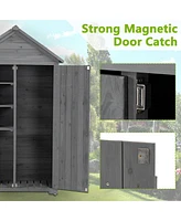 Wooden Outdoor Storage Cabinet with Shelves and Latch
