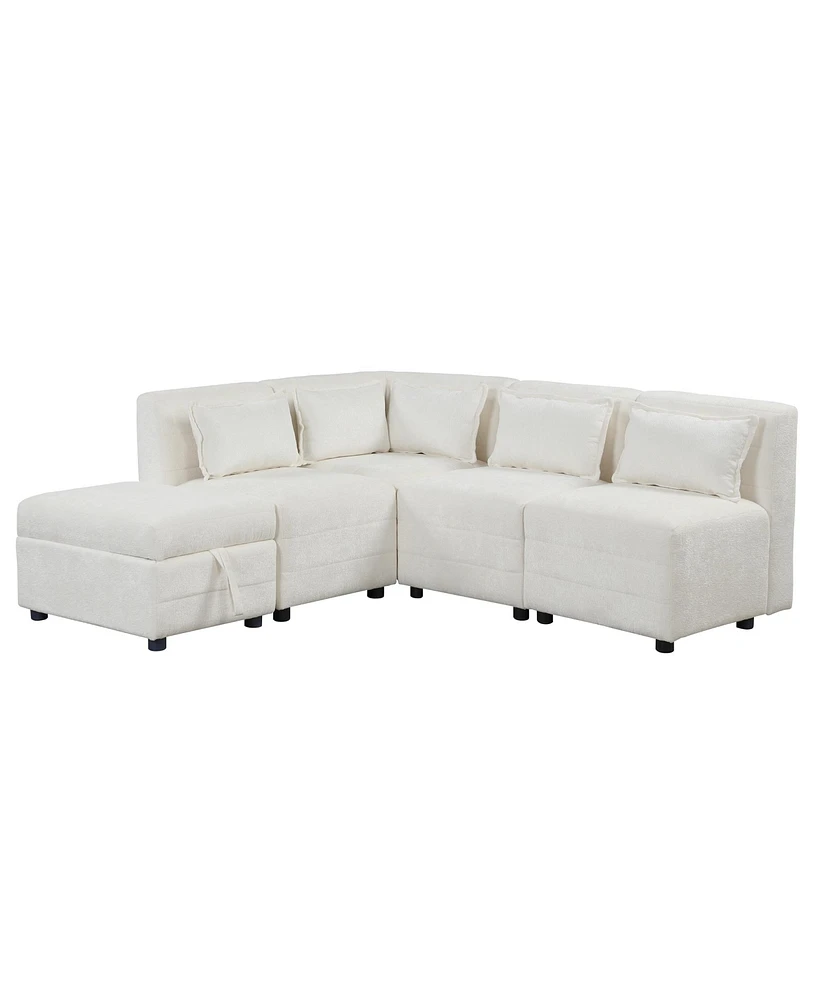 Simplie Fun 5-Seater Sectional Sofa Set with Storage Ottoman