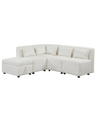 Simplie Fun 5-Seater Sectional with Ottoman and 5 Pillows