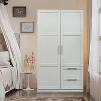 Streamdale Furniture High Wardrobe And Kitchen Cabinet With 2 Doors, 2 Drawers And 5 Storage Spaces, White