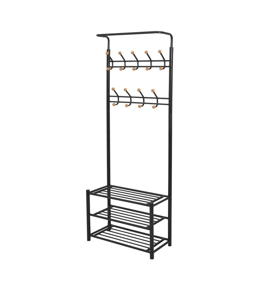 vidaXL Clothes Rack with Shoe Storage 26.8"x12.6"x71.9