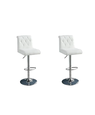 Simplie Fun Modern White Faux Leather Barstool Set-2