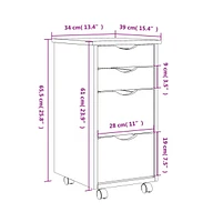vidaXL Moss 4-Drawer Chest, Solid Pine Wood Mobile File Cabinet, Storage Cabinet on Wheels, Chest of Drawers for Home Office, Easy Assembly & Maintena