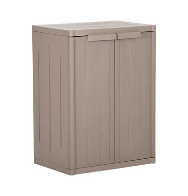 vidaXL Garden Storage Cabinet Brown 25.6"x17.7"x34.6" Pp Wood Look